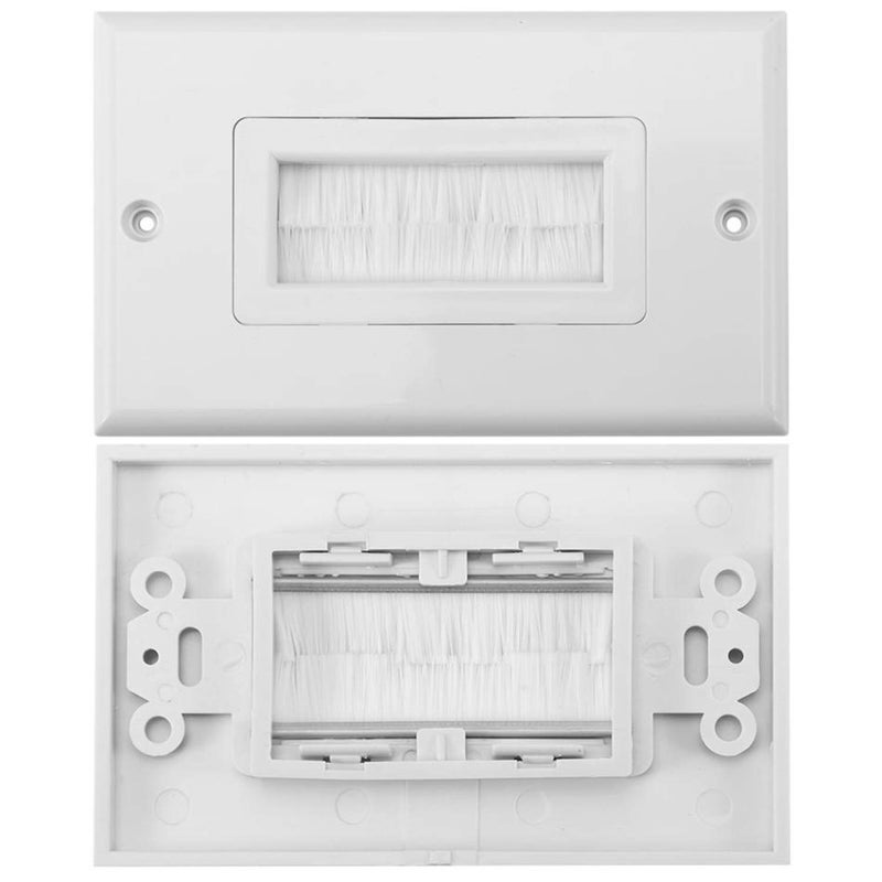 Maxmoral 1pc Brush Wall Plate Multi-Function Single Port Cover Outlet Wall Mount Multimedia Panel White - Image 2